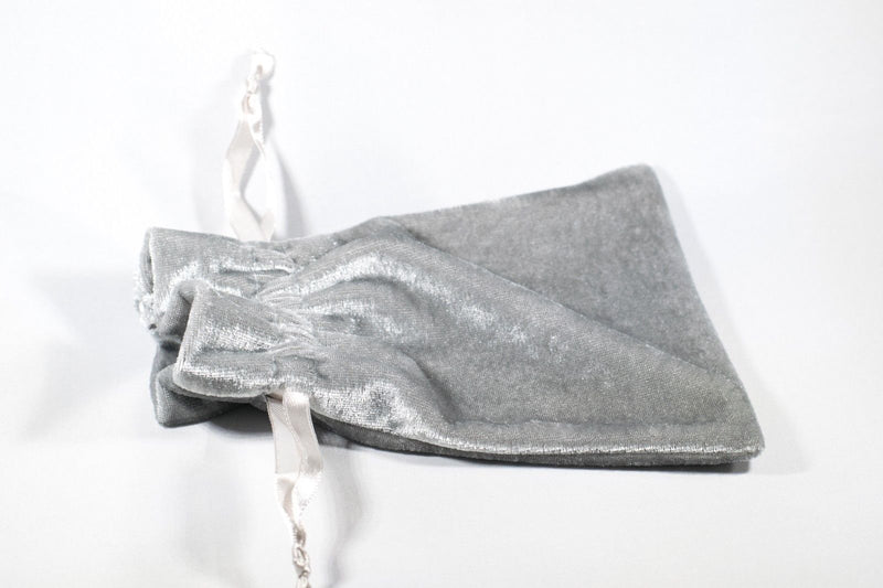 Silver Velvet Gift Dice Bag 4" x 6" Dice Bag w/ Grey Velvet Lining Counter Pouch
