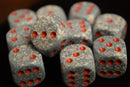 Speckled 16mm D6 RPG Chessex Dice (sold by piece) Air Speckled Grey & White w/Red Pips