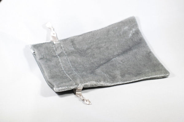 Silver Velvet Gift Dice Bag 4" x 6" Dice Bag w/ Grey Velvet Lining Counter Pouch