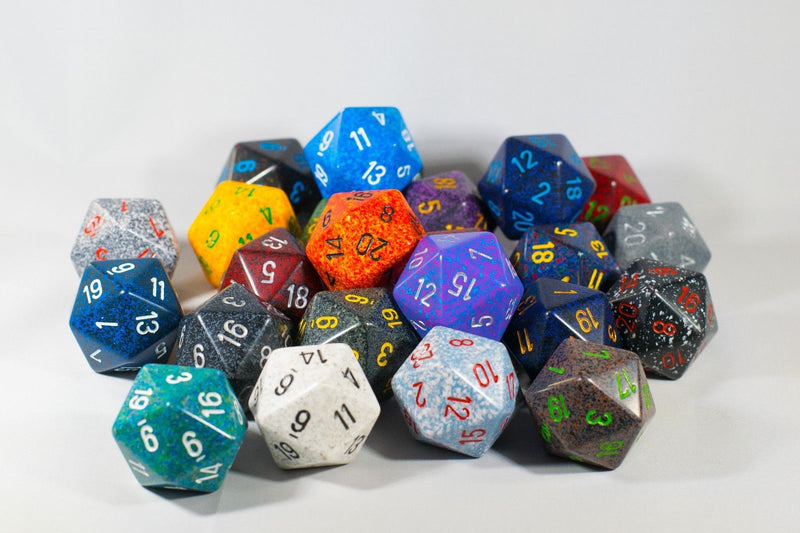 24x Speckled 34mm Chessex D20 Dice Complete Set with Case Large Size Collection