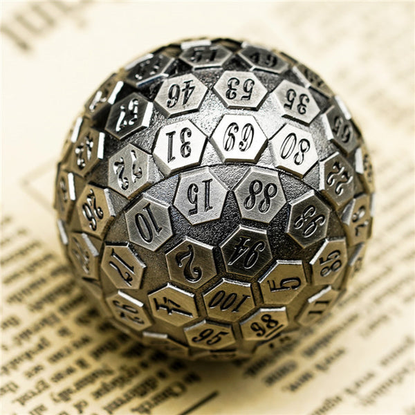 Silver Plated Ancient Metal d100 Dungeons and Dragons RPG