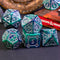 Two-Tone (Purple/Green) Huge Castle Dice (D6:25mm) 7-Dice