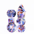 Spooky 4-Color 7-Dice Dnd Dice | White Orange Purple w/Purple Numbers Set