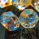 Ranger (Arrow) Clear Dice Blue w/ Golden Arrow 7-Dice Set Rpg