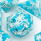 Snowflake Sharp Edge DND Dice Set | White & Blue w/White Numbers