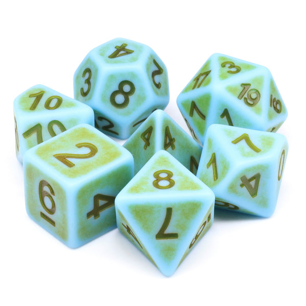 Mini-Moss Ancient 7-Dice Set Role Playing Dungeons and Dragons Dice (Green / Seafoam)