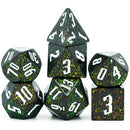 80's Monster Glitter DND Dice (Black,Green,Orange) 7-Dice Dungeons and Dragons Dice