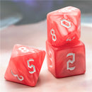Red Macaron 7-Dice Blend Set w/White Numbers