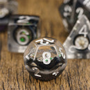 Compass Dice 7-Dice Set Clear w/ Moving Compass Inside Glitter Base Dnd