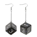 Black Glitter Dice Earrings: D6 Dice w/Colorful Inclusion Nerdy RPG Jewelry
