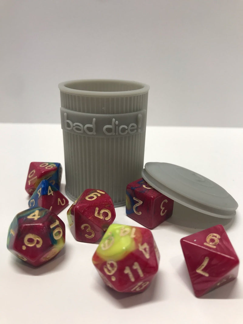 Trash Can Dice Jail: 3d Printed Grey Trash Can for Bad Dice D&D Dice Accessory