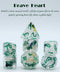 Brave Heart Dice Clear Dice w/ Flowers Foil  Green 7-Dice Set Rpg
