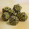 Yellow Magic Flame 7-Dice Set DND RPG Dice Black w/Color Fill