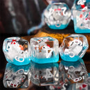 White Duck Red Hat on Blue 7-Dice Set w/White Numbers Dnd Dice Set