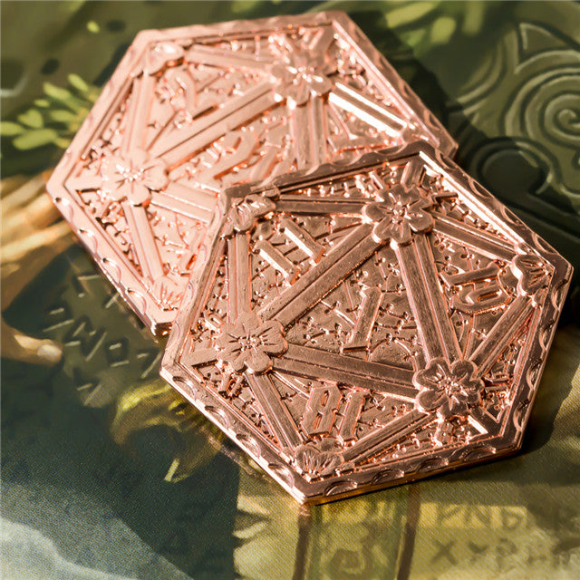 Copper d2 Coin Shaped like d20 Solid Copper Rose Gold Color