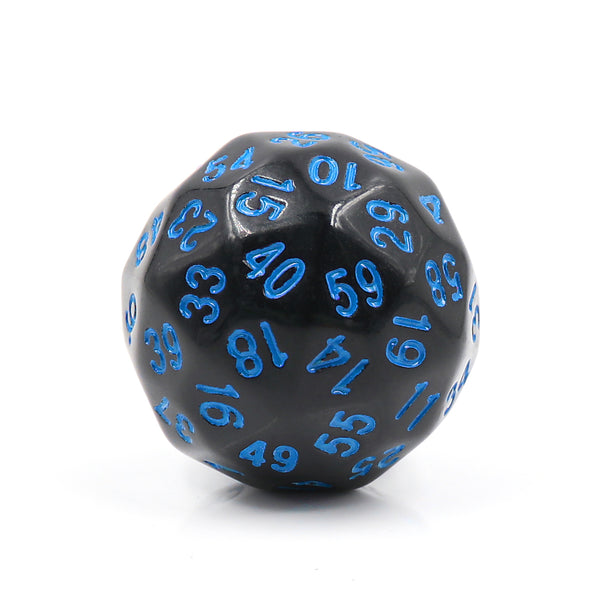 D60-Black Opaque w/Blue Numbers RPG DND Dice