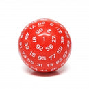 "Red" Single 100 Sided Polyhedral Dice (D100) | Solid Green Color (45mm) White