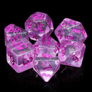 Pink World Glitter Pink with Pink Numbering 7-Dice Set RPG