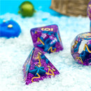 Purple w/Blue Starfish Dice 7-Dice Set Resin Dungeons and Dragons Dice