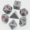 Grey Homage 7-Dice Set w/Red Numbers Minimalist