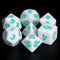 White Opaque with Teal Numbering 7-Dice Set RPG
