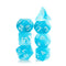 Sky Blue Swirl with White Numbering 7-Dice Set RPG