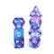 Crystal Dream 7-Dice Set Purple/Blue w/White Numbers Stained Glass Dnd Dice Set
