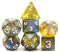 Yellow & Blue w/white Galaxy Glitter 7-Dice Set RPG