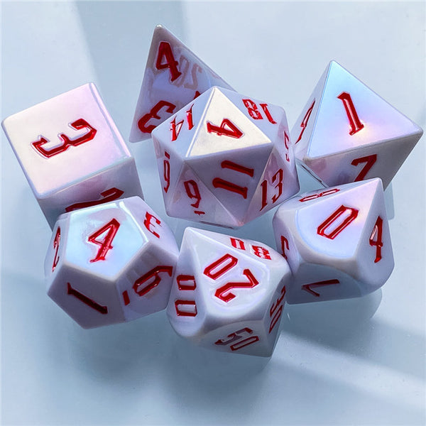 Peppermint White Colorful DND Dice (White&Red) 7-Dice