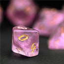 Pink Glitter Party Glitter Dice (Goldfont) 7-Dice Set RPG DND