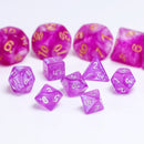 Glitter Pink 7-Dice Mini-Dice RPG Set w/Silver Numbers Miniature Dice