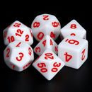 White Opaque with Red Numbering 7-Dice Set RPG