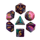 Night Elves 7-Dice Set Pink/Green/Purple w/Gold Numbers Dnd Dice Set