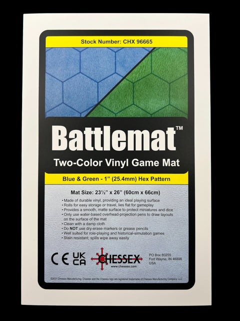 [Preorder] Battlemat™ 1" Reversible Blue-Green Hexes (23 ½" x 26" Playing Surface)