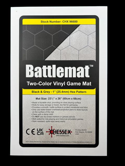 [Preorder] Battlemat™ 1" Reversible Black-Grey Hexes (23 ½" x 26" Playing Surface)
