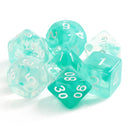 Lake Teal Swirl with White Numbering 7-Dice Set RPG