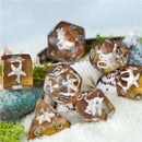 White Starfish Dice on Gold 7-Dice Set Resin Dungeons and Dragons Dice