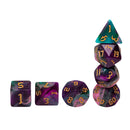 Night Elves 7-Dice Set Pink/Green/Purple w/Gold Numbers Dnd Dice Set