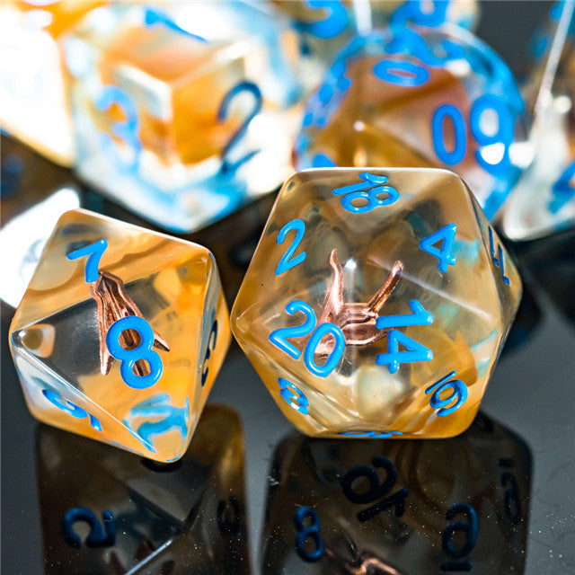 Ranger (Arrow) Clear Dice Blue w/ Golden Arrow 7-Dice Set Rpg