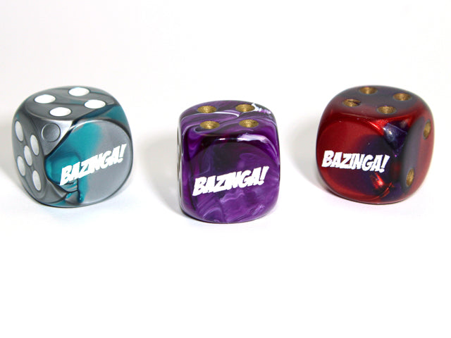 Bazinga d6 16mm Pipped (Custom engraved) (Dice colors are at random)