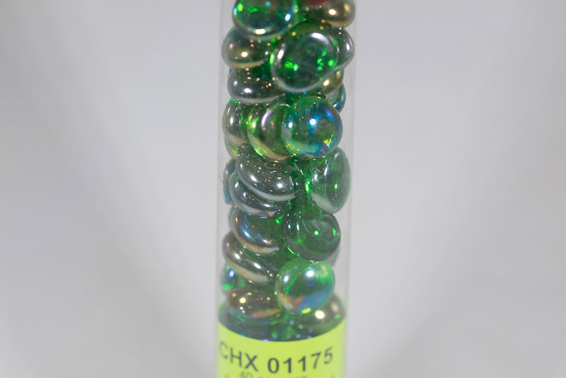 40+ Crystal Green Iridized Glass Gaming Stones Counters