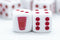 10-Pack Opaque White w/Red 16mm d6 Dice Featuring a Red Cup on the '1' side