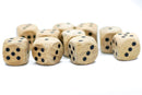 10-Pack Wooden 16mm d6 Dice w/ Black Dots Rounded Corners - Wood Dice