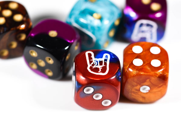 Horns d6 (Custom engraved) Pipped Dice | Rock & Roll Dice
