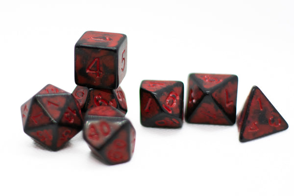 Dragon Red Distressed Ancient 7-Dice Set Black w/Red Dnd Dice