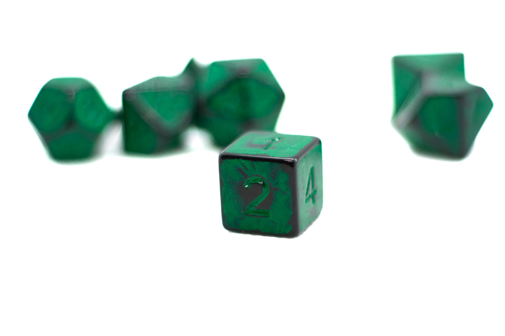 MultiColored Green and Gold DnD Dice Marbled Dice