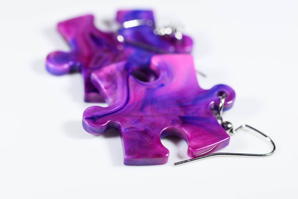 Earrings Festive Puzzle Piece Pair (Purple/Blue) [5]