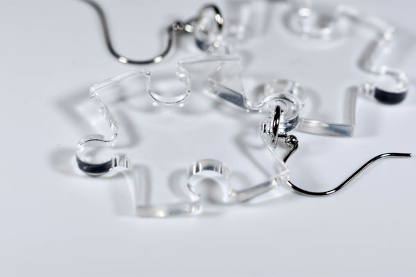 Earrings Translucent Puzzle Piece Pair (Clear) [10]