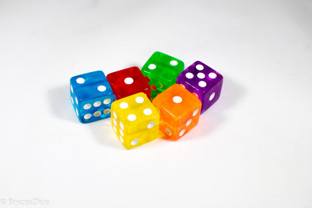 Square Corner 16mm Translucent Dice (Red/Orange/Yellow/Green/Blue/Purple) *sold by the piece