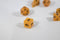 Orange Semi-Translucent Miniature Poly Dice Set Small (7) w/ Silver Glitter RPG DnD Mini Cute BrycesDice